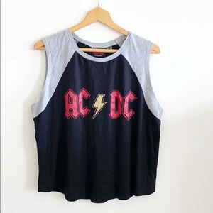 AC/DC Band Tee Black and Gray Muscle Tank Top
